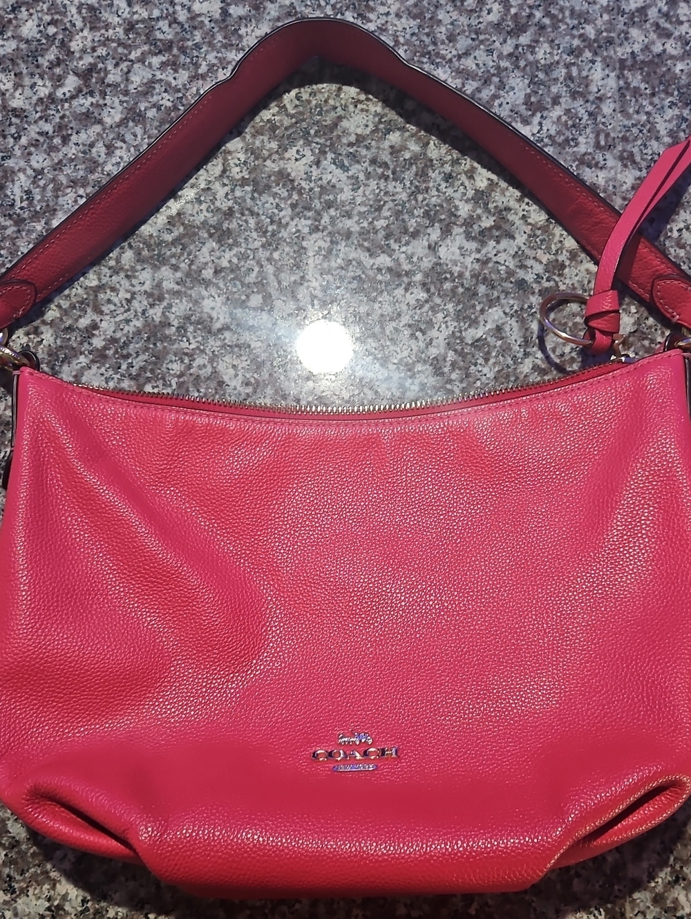 Coach Pebbled Leather Shoulder Bag in Bright Pink
